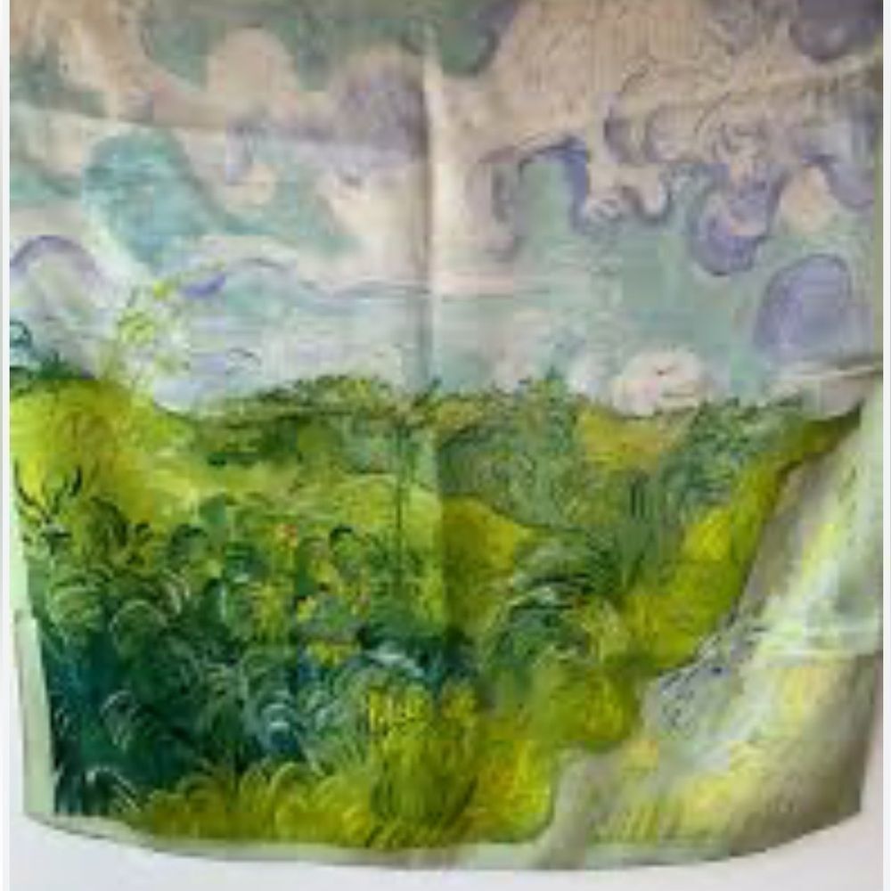 Elegant Van Gogh Multicolor Scarf feels like silk, but is polyester